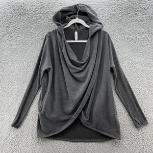 Athleta Hoodie Women Small Gray Purana Criss Cross Fleece Lined Sweatshirt